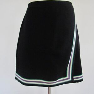 Sandro Paris Elodie Striped Crossover Skirt Noir Stripe Sz M = 2